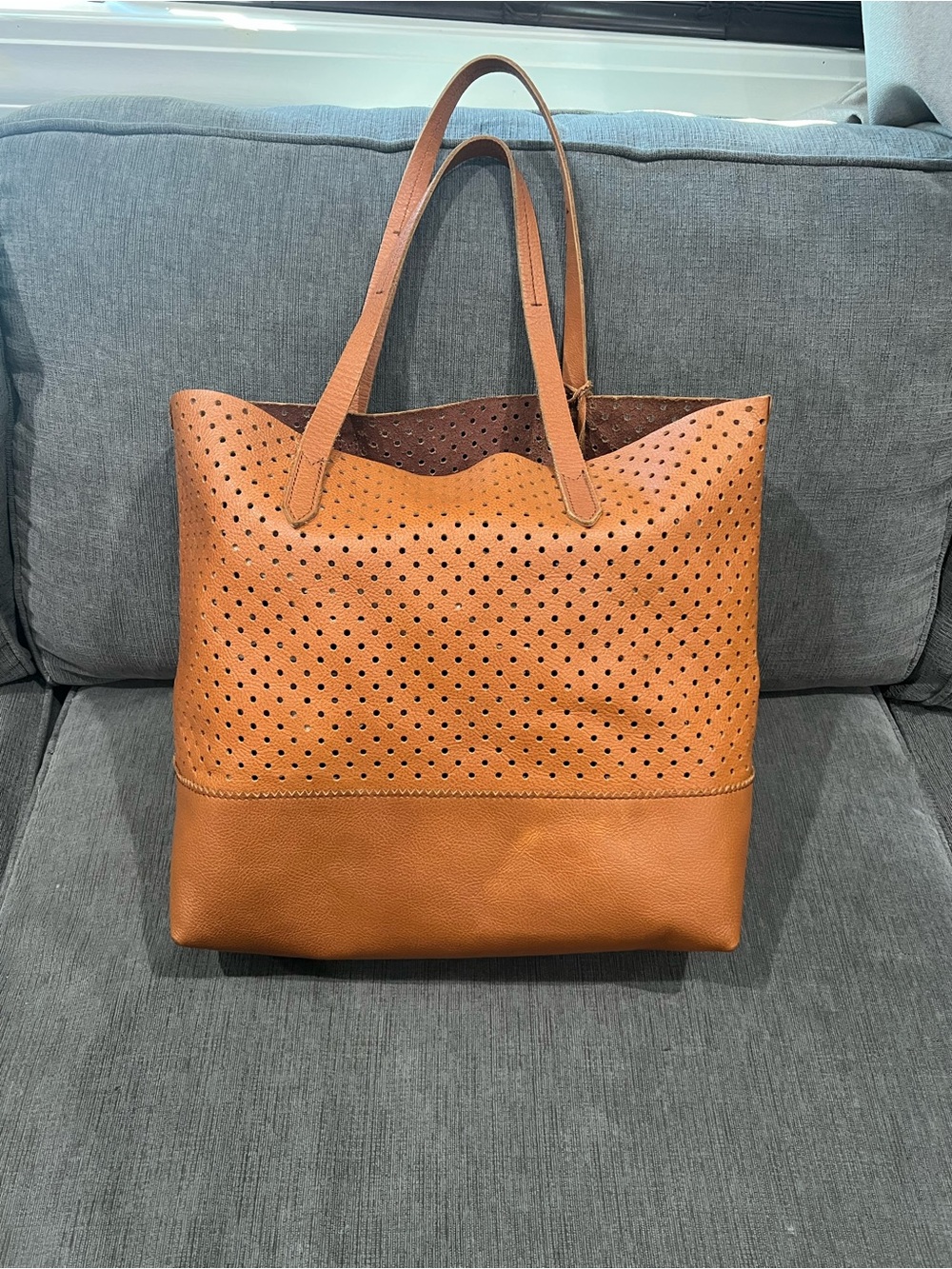 J. Crew Perforated Leather Downing Tote Large